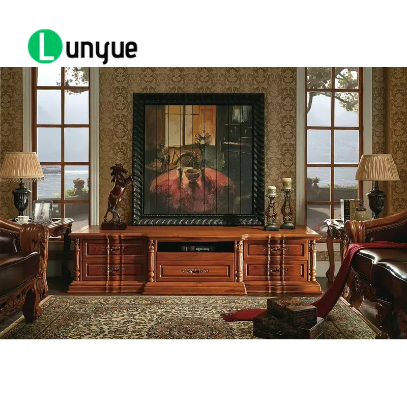 수제작된 유럽풍 앤티크 조각 티크 TV 캐비닛, 내구성 - Sustainable Living Home 리뷰 및 가격